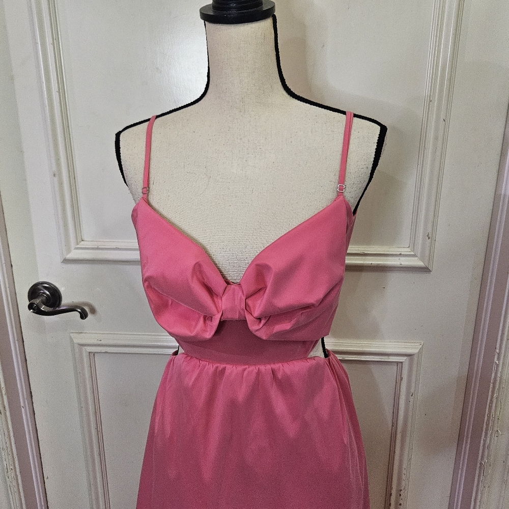 J.Crew Pink Bow-Front Midaxi Dress With Cut-Out Smocked Back,Size 18,NWT - Picture 5 of 16